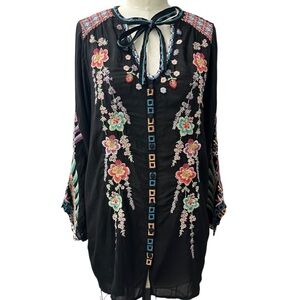 Women’s JOHNNY WAS Embroidered Bohemian Alaura Tunic Blouse - Small